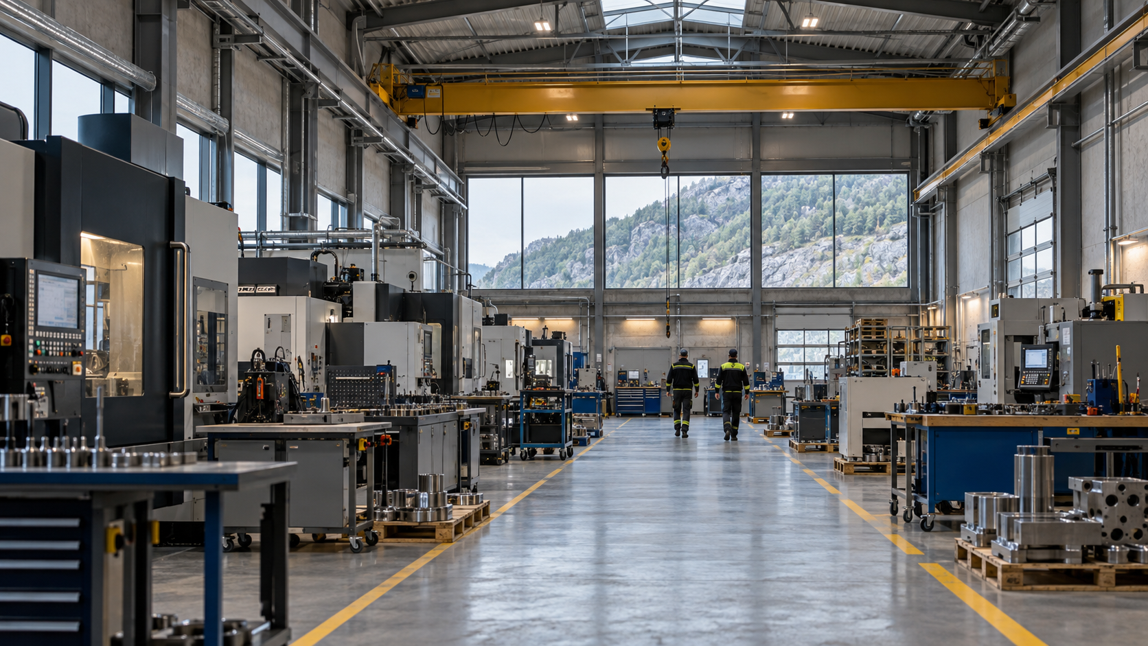 Produksjons- og lagerhall ved fjorden på Vestlandet